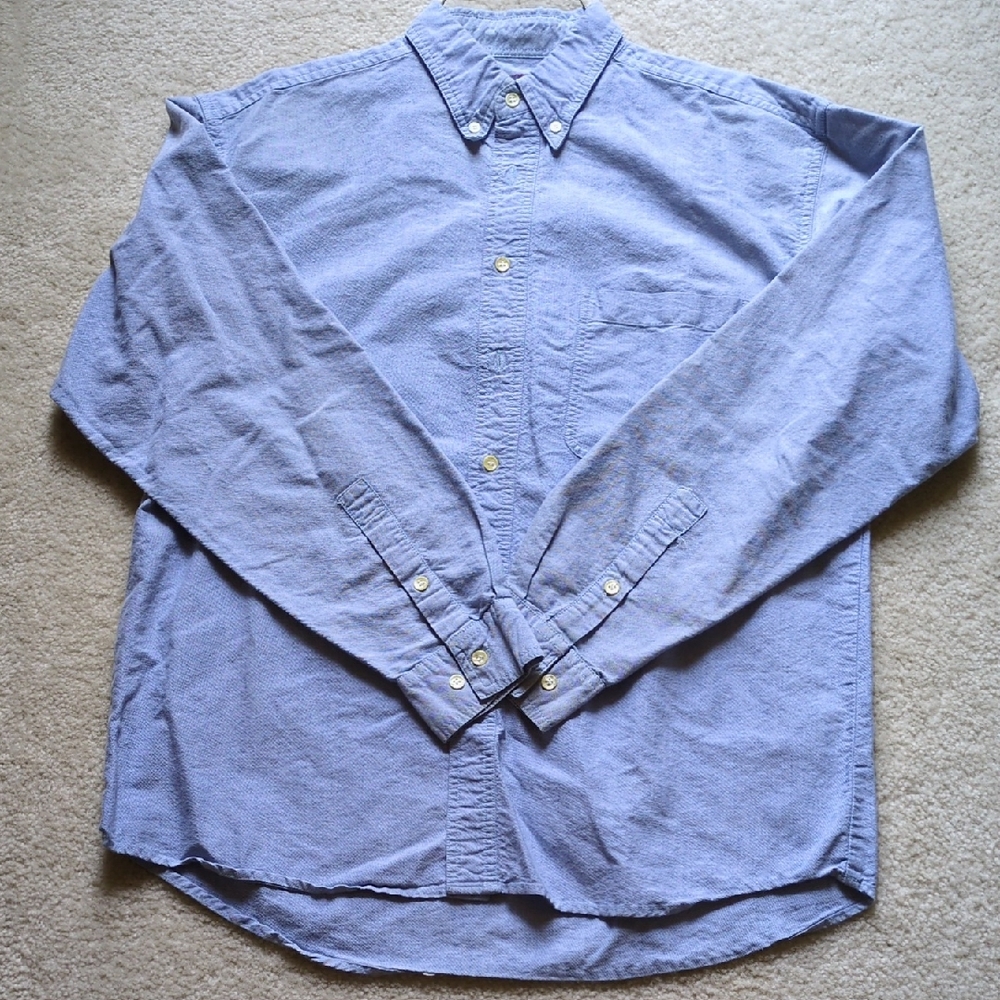 Blue Casual Button Down Shirt with Pointed Collar